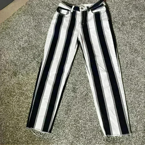 BDG Jeans, Urban Outfitters, Women Size 27 W, Mom, Black & White Striped Jeans - Picture 1 of 9